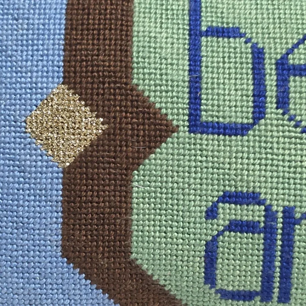 'Be Still And Know' Needlepoint Throw Pillow Beads Embellished Boho Cottagecore
